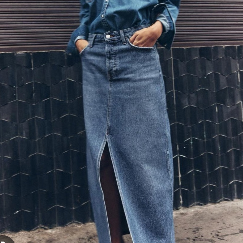 Zara Denim Midi Skirt